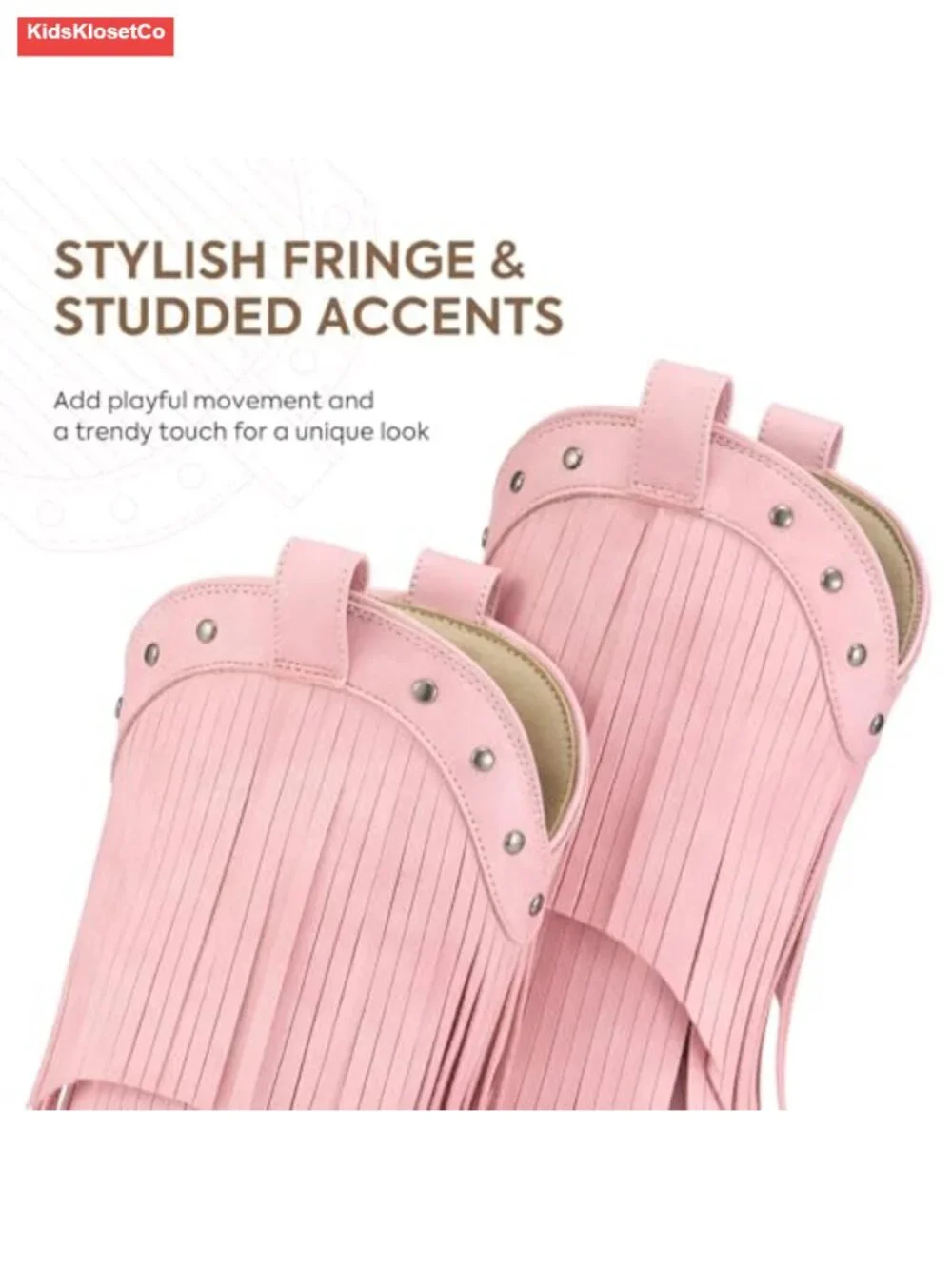 Girls Cowboy Boots with Tassel Fringe Snip Toe TPR Outsole Western Boots